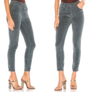 Free People Sun Chaser High Waist Crop Skinny Corduroy Pants Blue 30(NWT)
